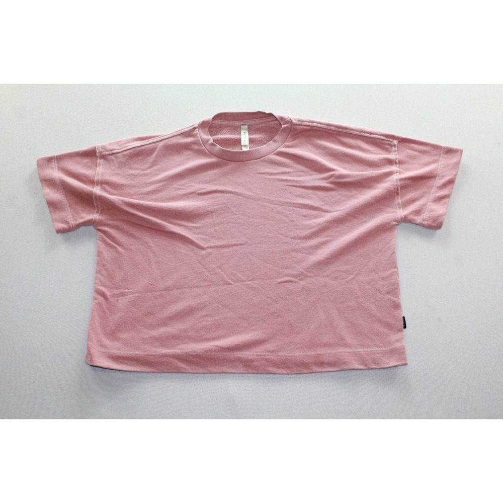 Rvca Sweatshirt Womens M Pink Crew Neck Short Sleeve